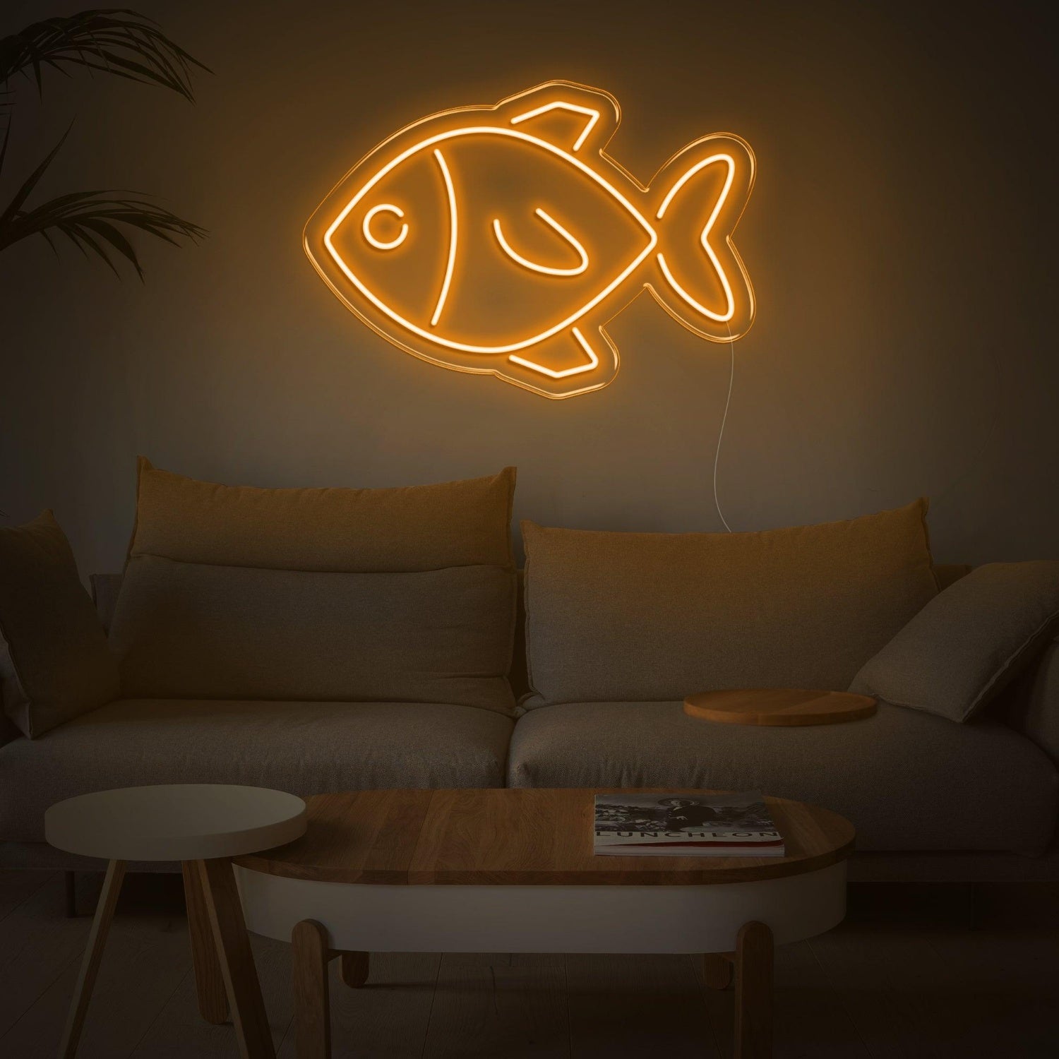 White Fish Led Neon Sign For Minimalist Living Room Decor | Shineneon