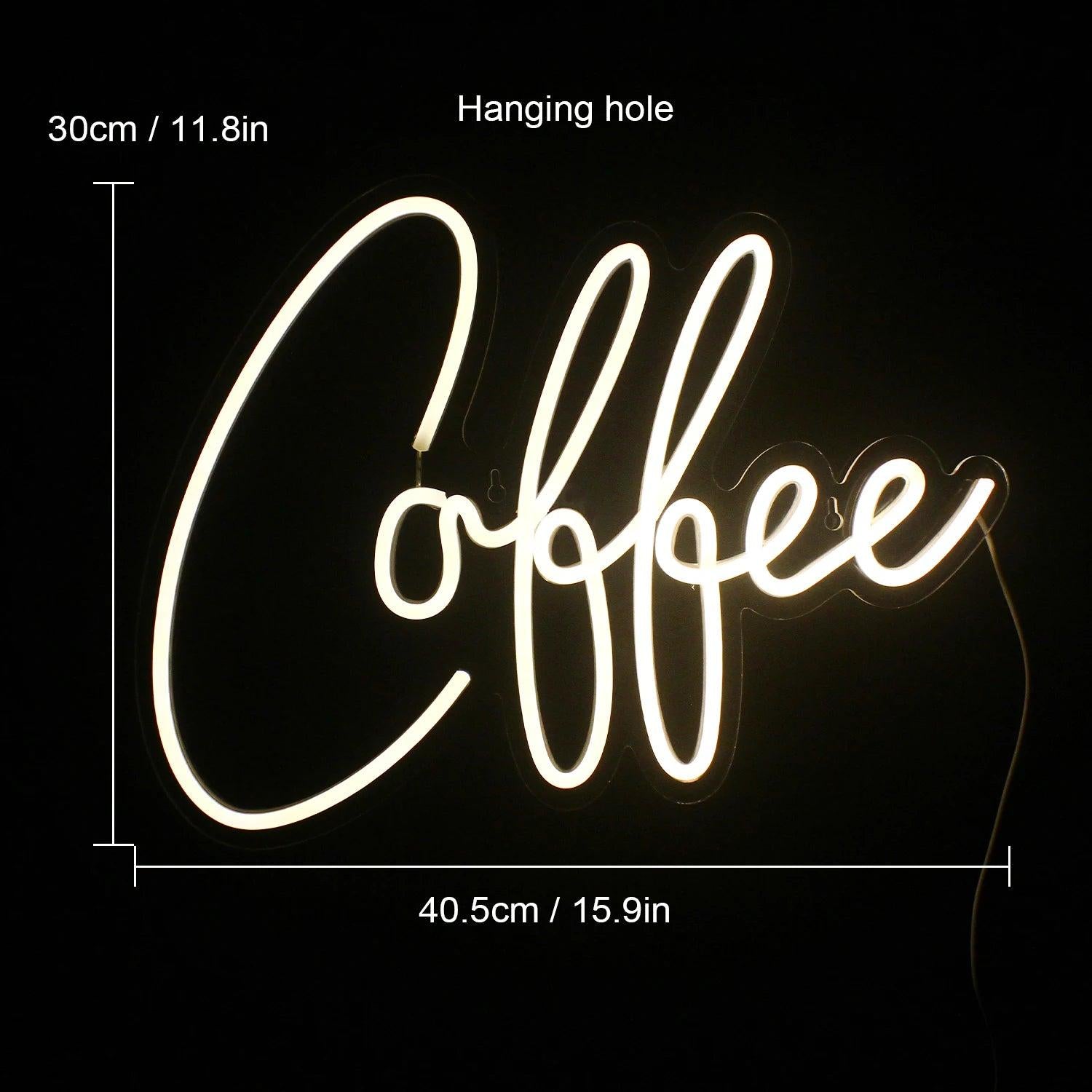 White Glow Coffee Led Neon Sign Cafe Decor Home Bar | Shineneon