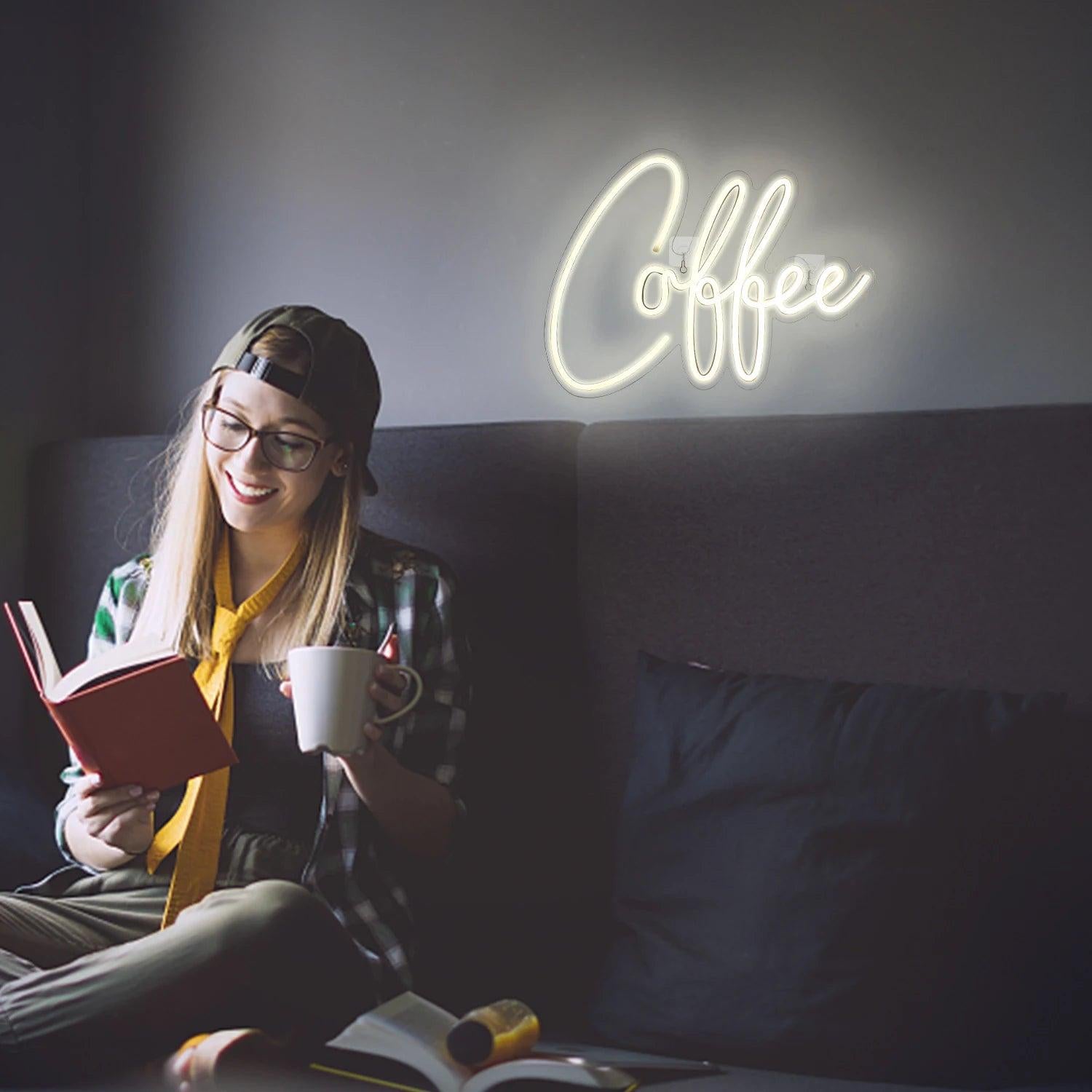 White Glow Coffee Led Neon Sign Cafe Decor Home Bar | Shineneon