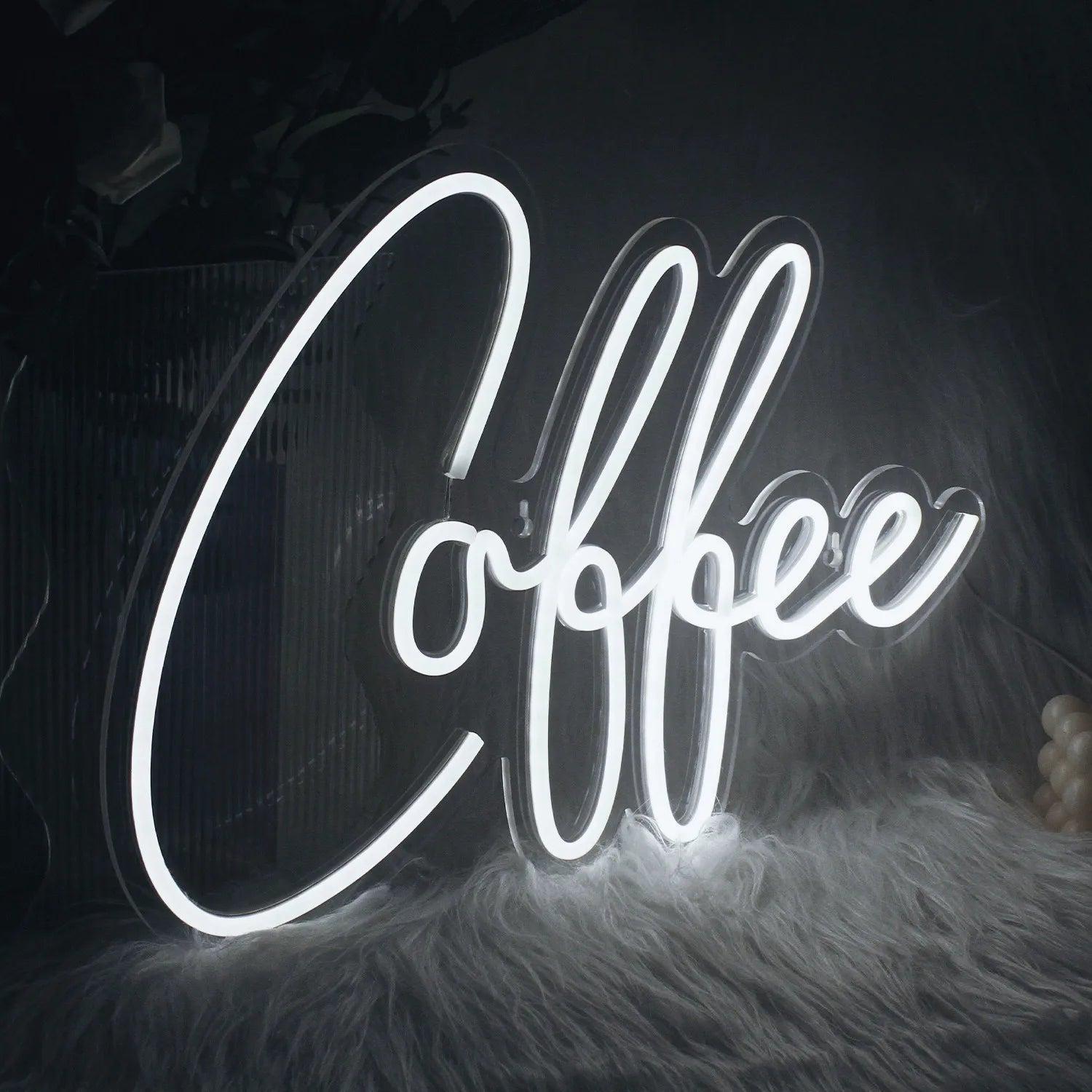 White Glow Coffee Led Neon Sign Cafe Decor Home Bar | Shineneon