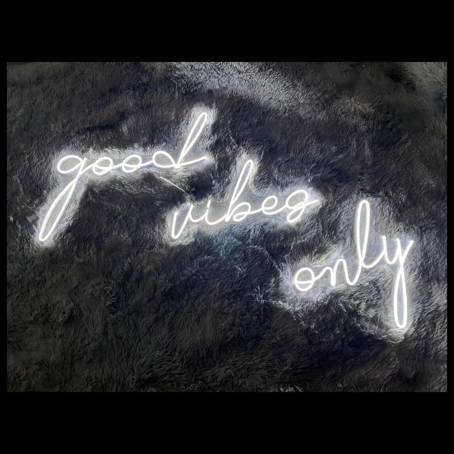 White Glow Good Vibes Only Led Neon Sign For Modern Home Decor | Shineneon