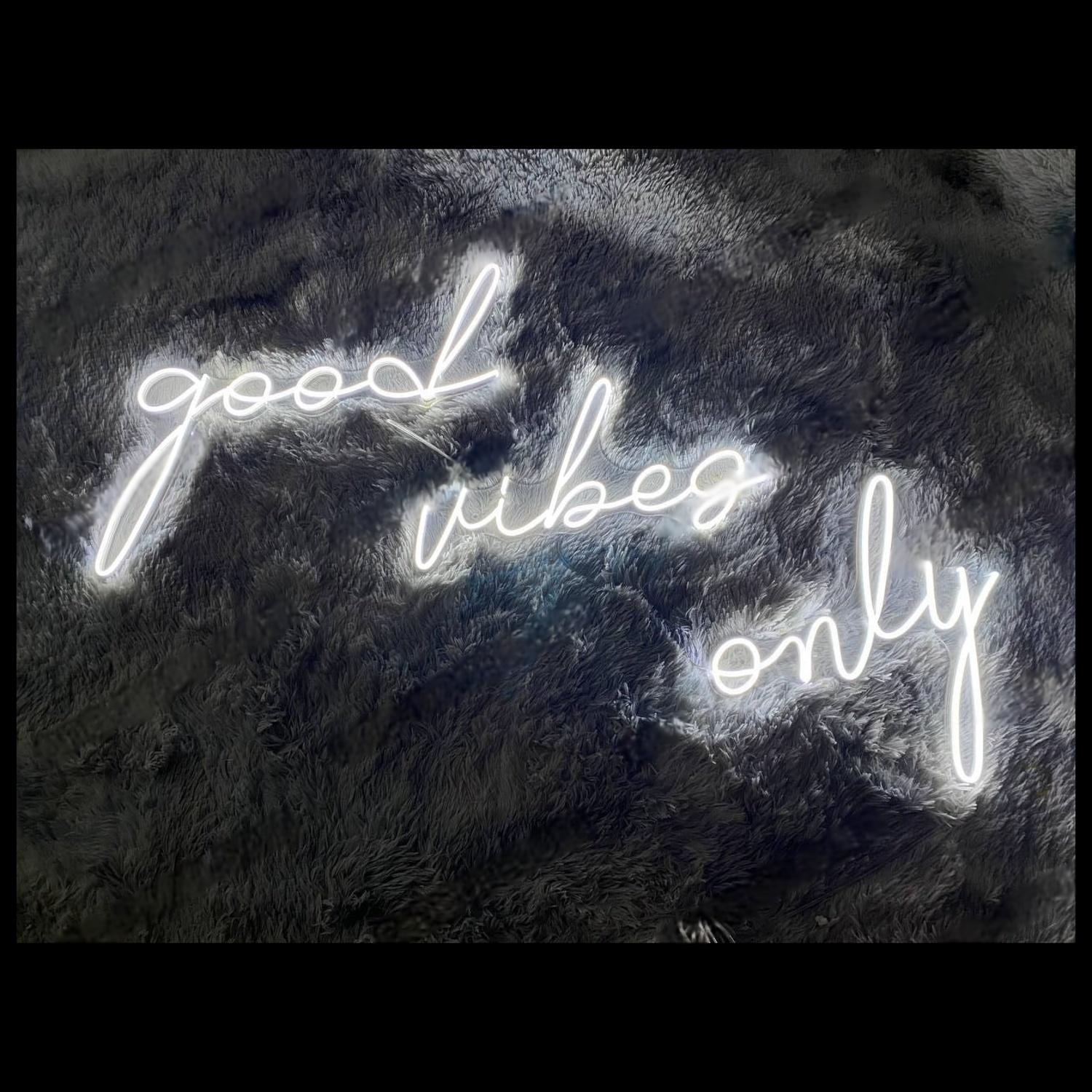 White Glow Good Vibes Only Led Neon Sign For Modern Home Decor | Shineneon