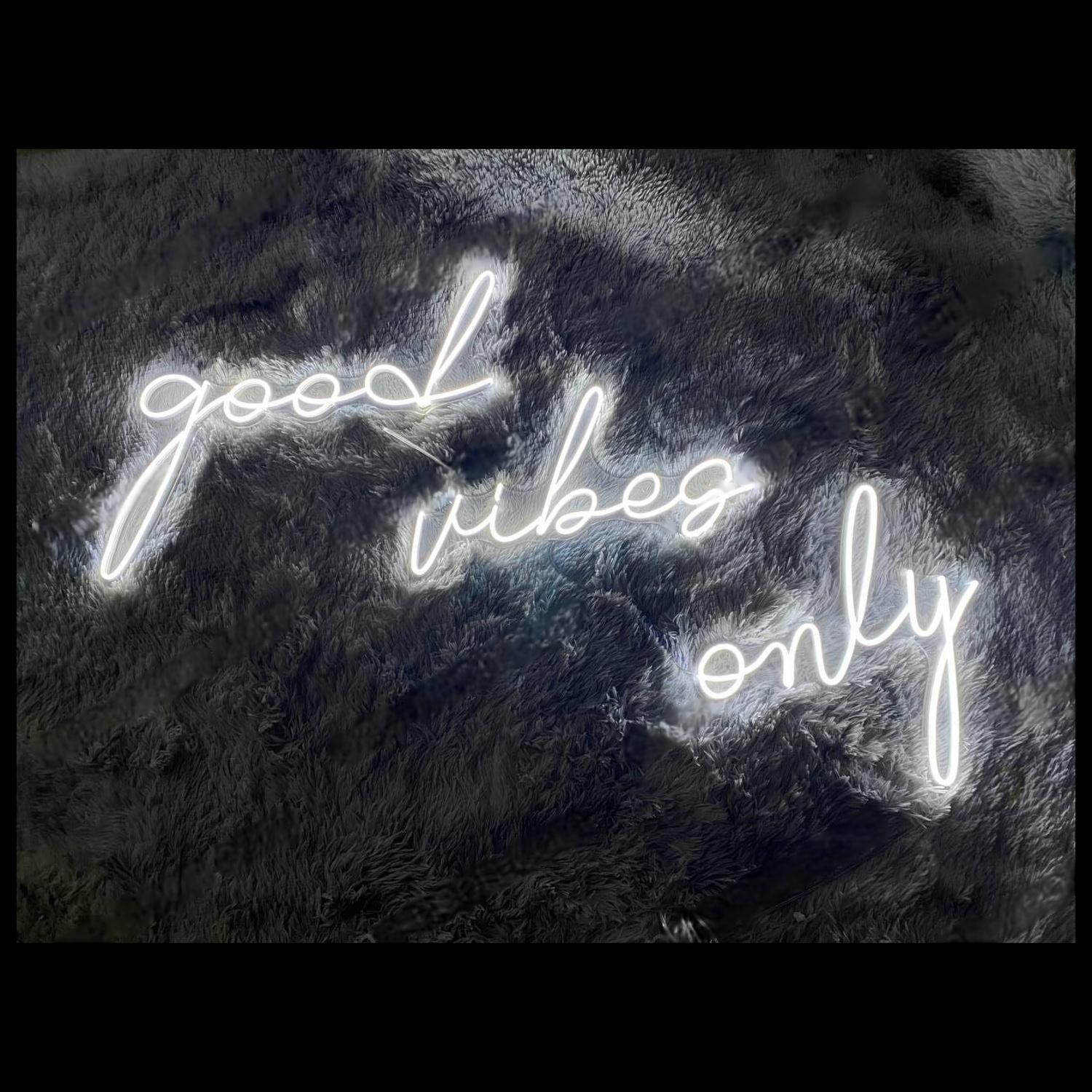 White Glow Good Vibes Only Led Neon Sign For Modern Home Decor | Shineneon