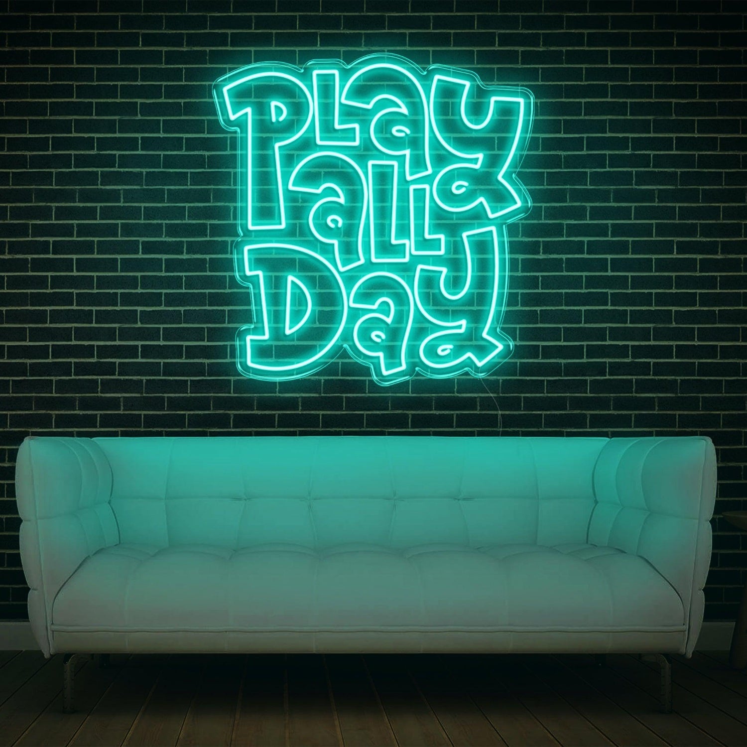 White Glow Play All Day Led Neon Sign For Modern Home Game Room Decor | Shineneon