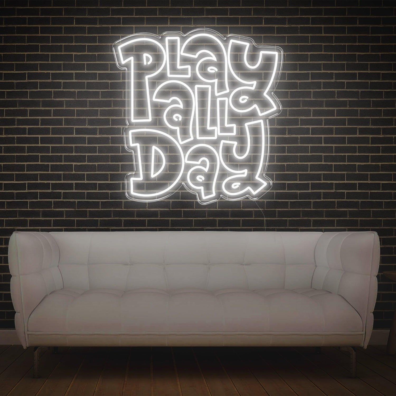 White Glow Play All Day Led Neon Sign For Modern Home Game Room Decor | Shineneon