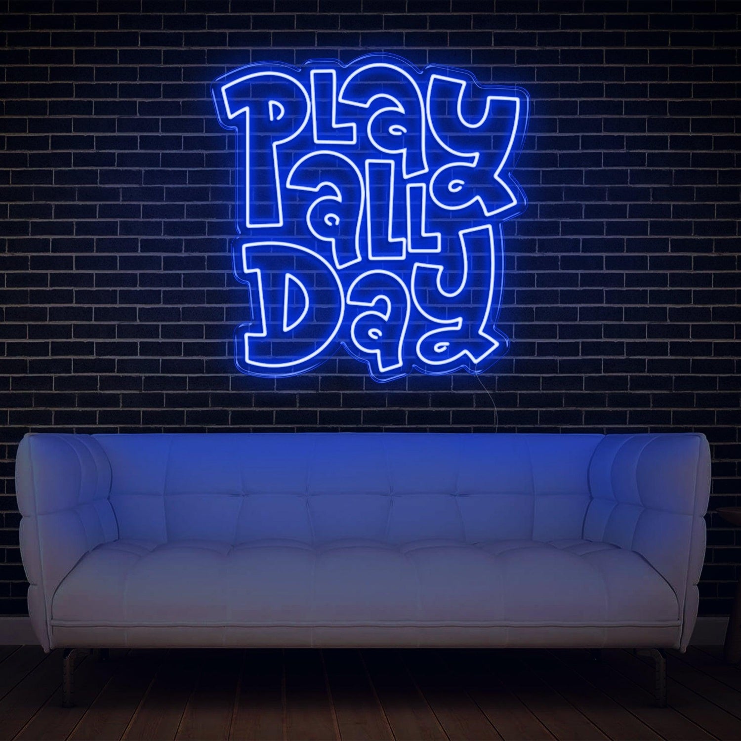White Glow Play All Day Led Neon Sign For Modern Home Game Room Decor | Shineneon