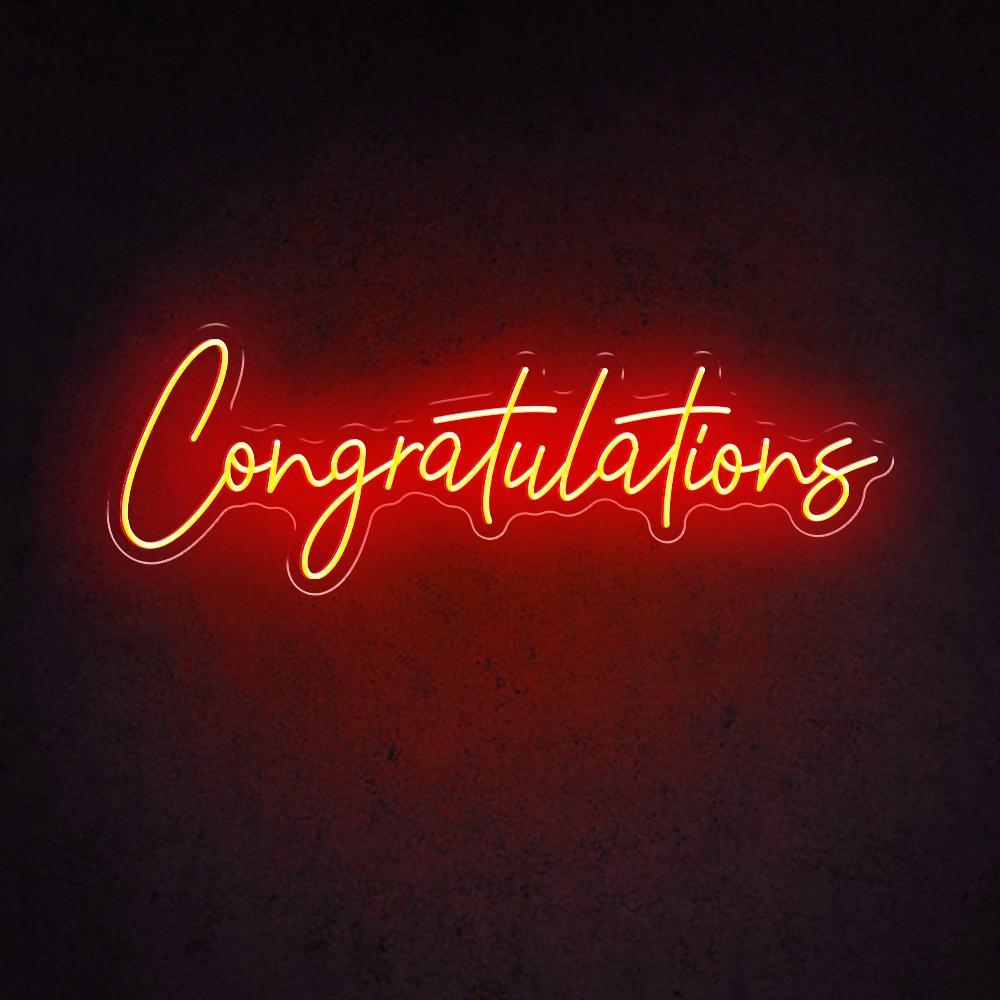 White Handwritten Congratulations Led Neon Sign For Celebrations And Decor | Shineneon