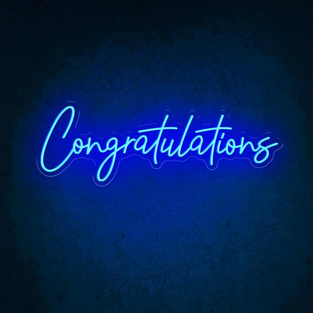 White Handwritten Congratulations Led Neon Sign For Celebrations And Decor | Shineneon