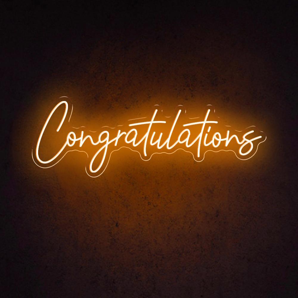 White Handwritten Congratulations Led Neon Sign For Celebrations And Decor | Shineneon