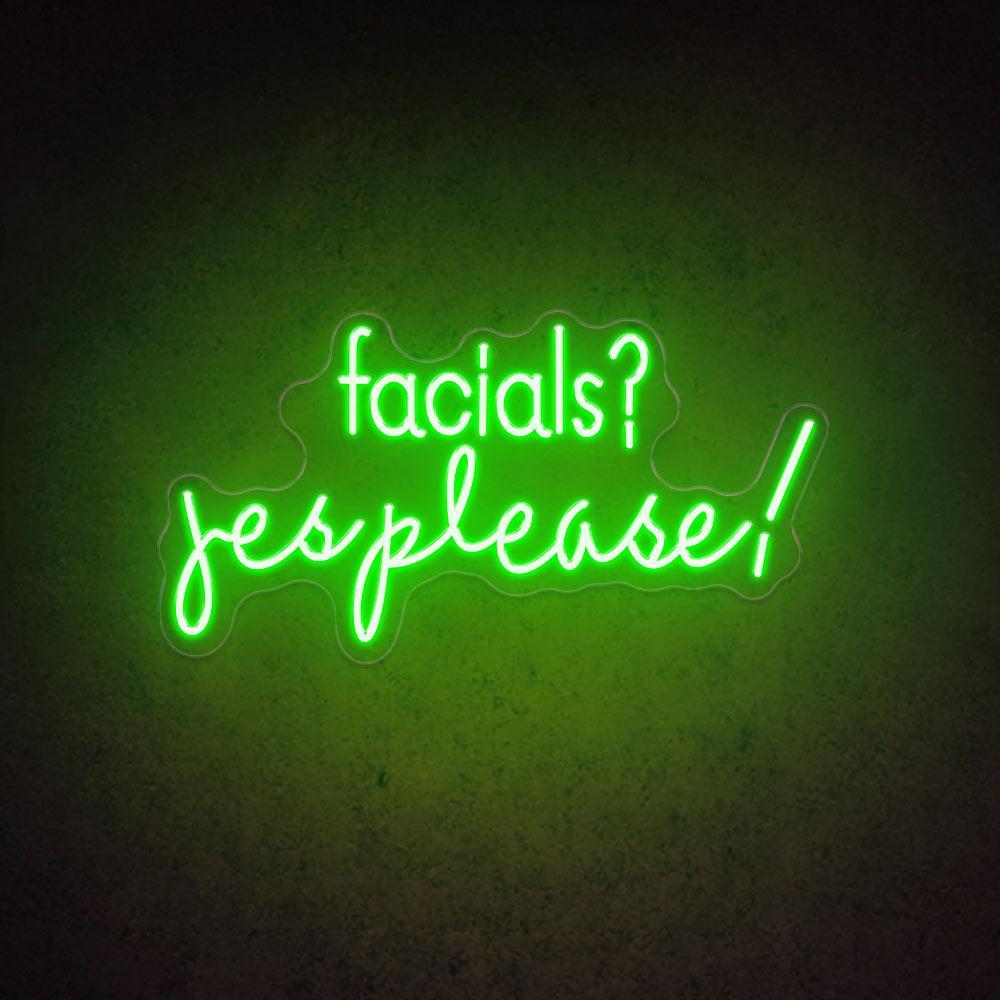 White Handwritten Facials Yes Please Led Neon Sign For Salon Decor | Shineneon