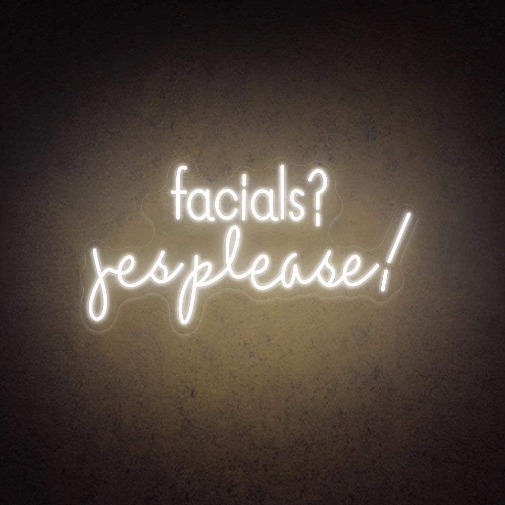 White Handwritten Facials Yes Please Led Neon Sign For Salon Decor | Shineneon