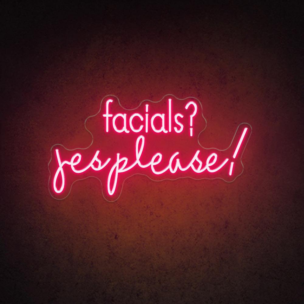 White Handwritten Facials Yes Please Led Neon Sign For Salon Decor | Shineneon