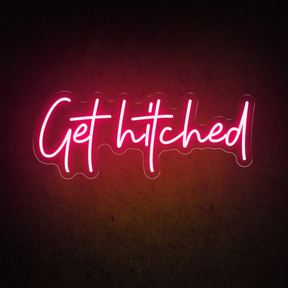 White Handwritten Get Hitched Wedding Led Neon Sign For Romantic Decor | Shineneon