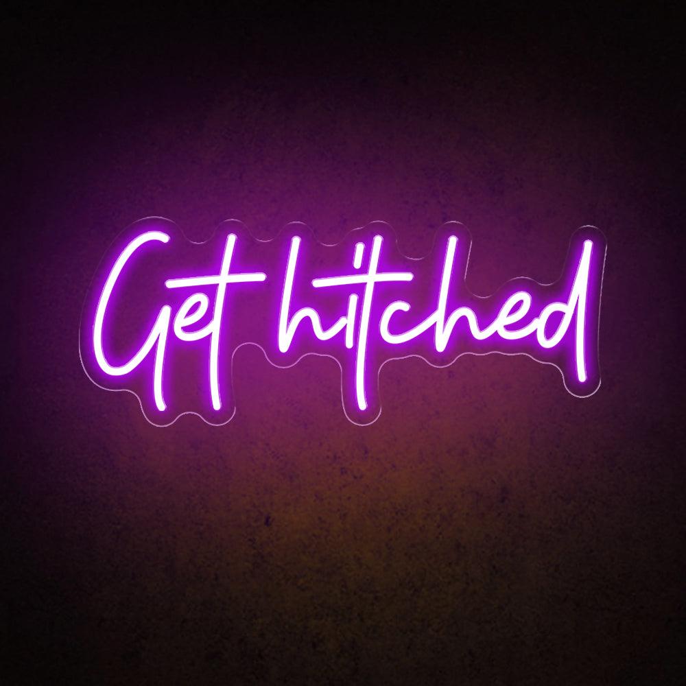 White Handwritten Get Hitched Wedding Led Neon Sign For Romantic Decor | Shineneon