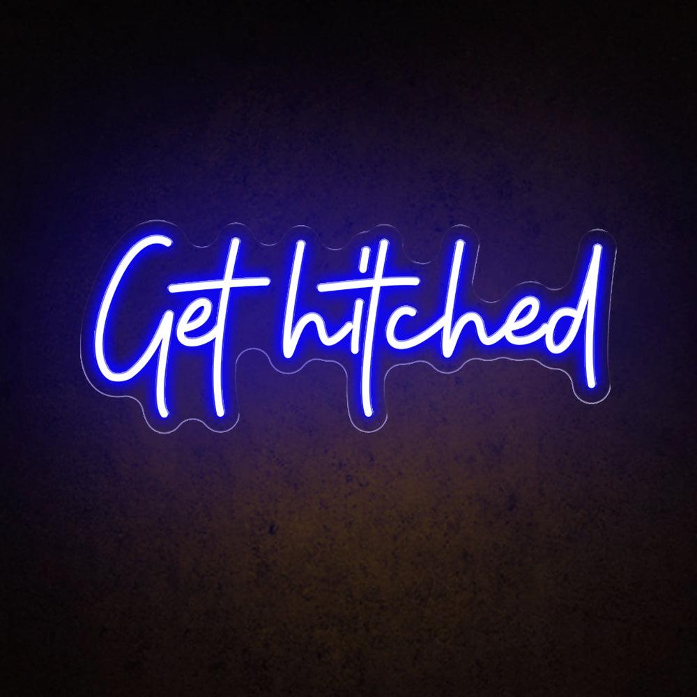 White Handwritten Get Hitched Wedding Led Neon Sign For Romantic Decor | Shineneon