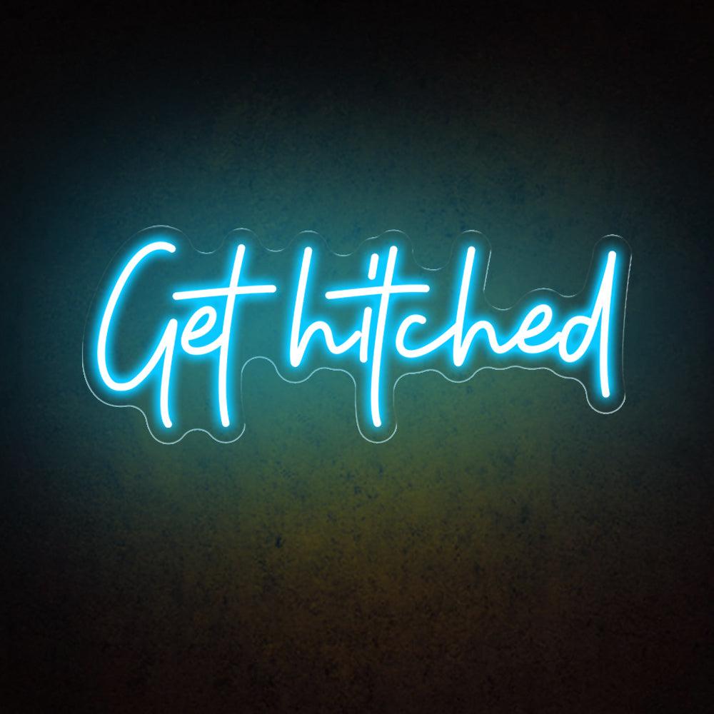 White Handwritten Get Hitched Wedding Led Neon Sign For Romantic Decor | Shineneon