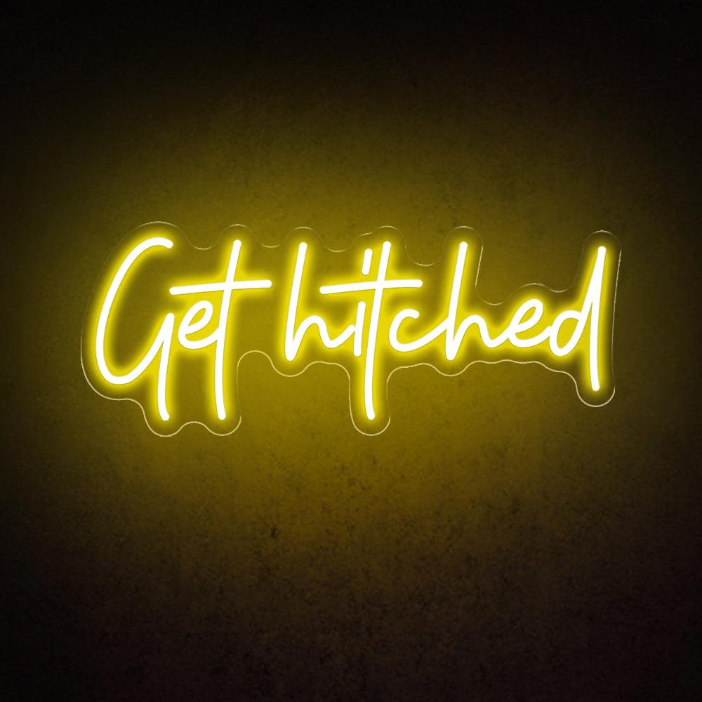 White Handwritten Get Hitched Wedding Led Neon Sign For Romantic Decor | Shineneon