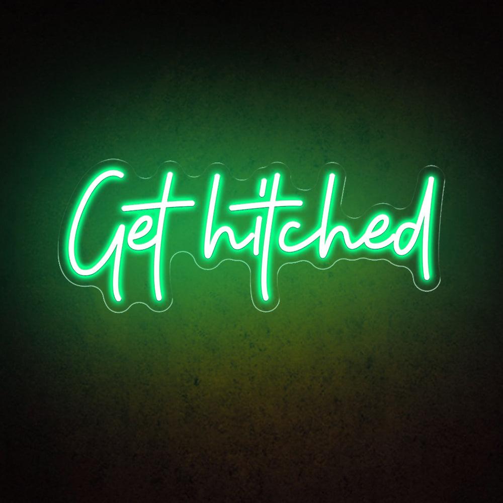 White Handwritten Get Hitched Wedding Led Neon Sign For Romantic Decor | Shineneon
