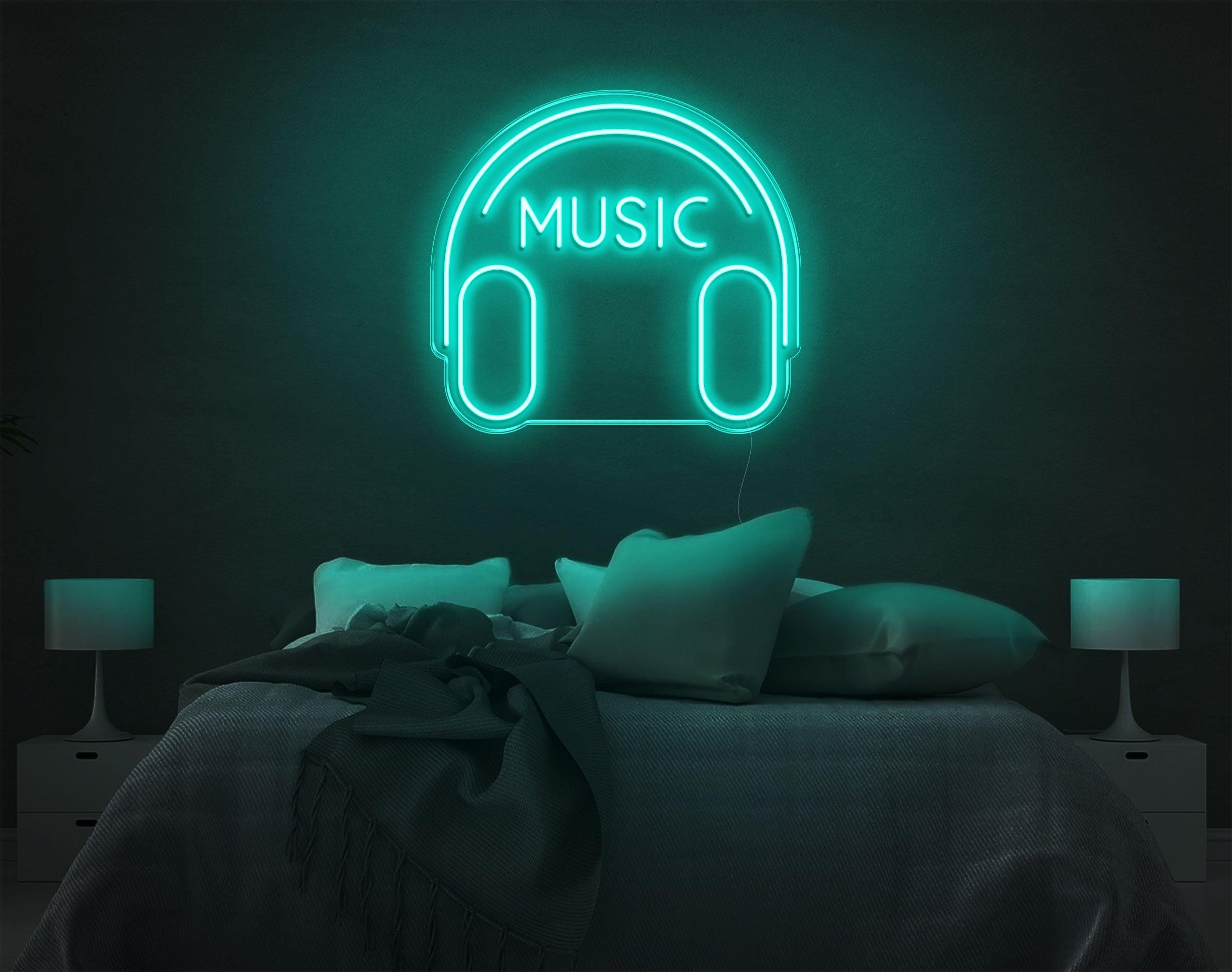 White Headphone Music Led Neon Sign For Bedroom Decor | Shineneon