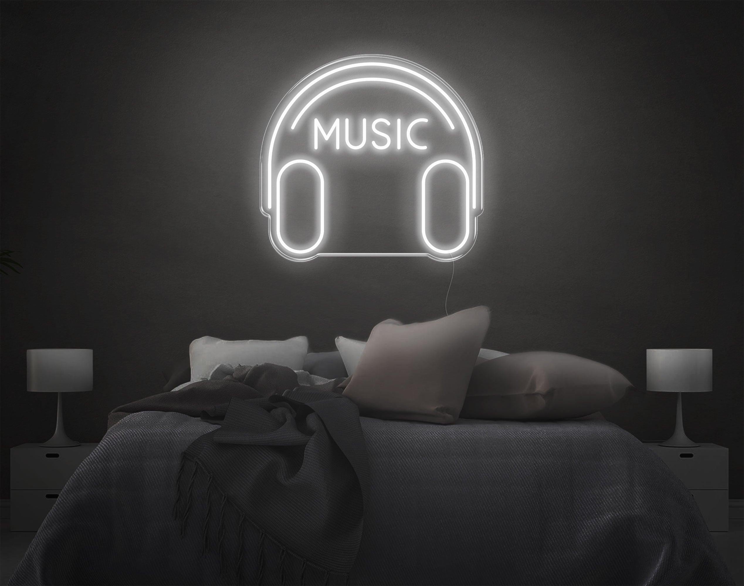 White Headphone Music Led Neon Sign For Bedroom Decor | Shineneon