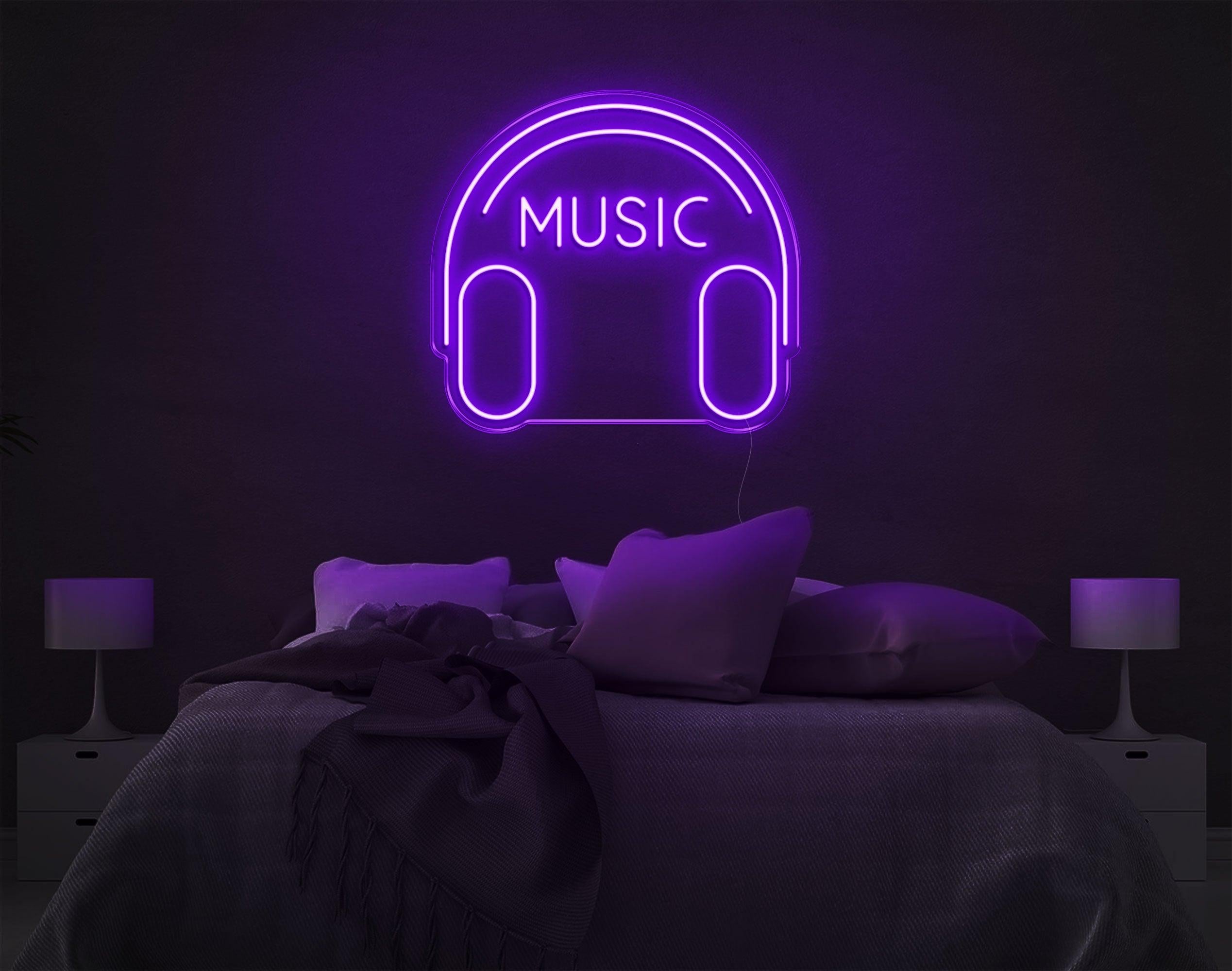White Headphone Music Led Neon Sign For Bedroom Decor | Shineneon