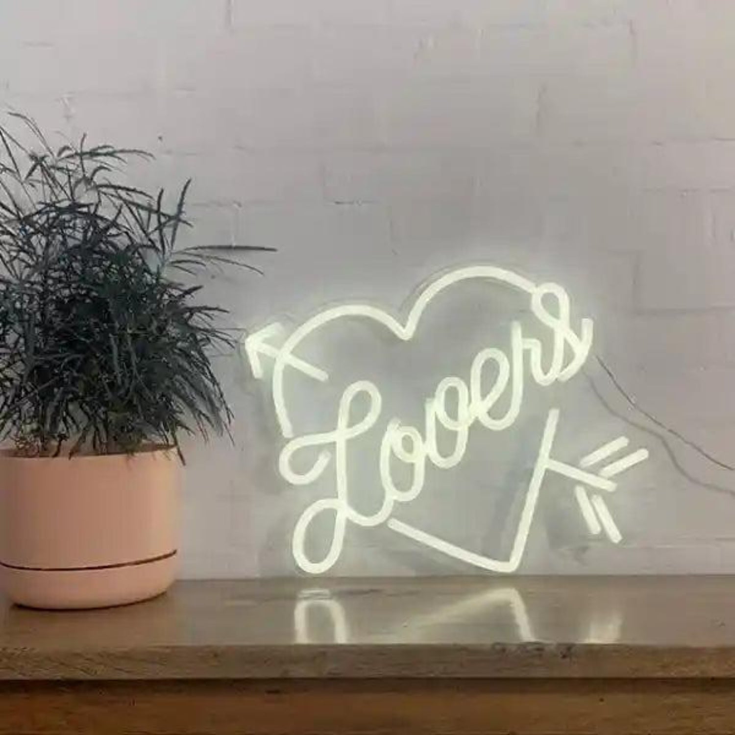 White Heart Arrow Lovers LED Neon Sign for Wedding Cafe Romantic Decor | Shineneon