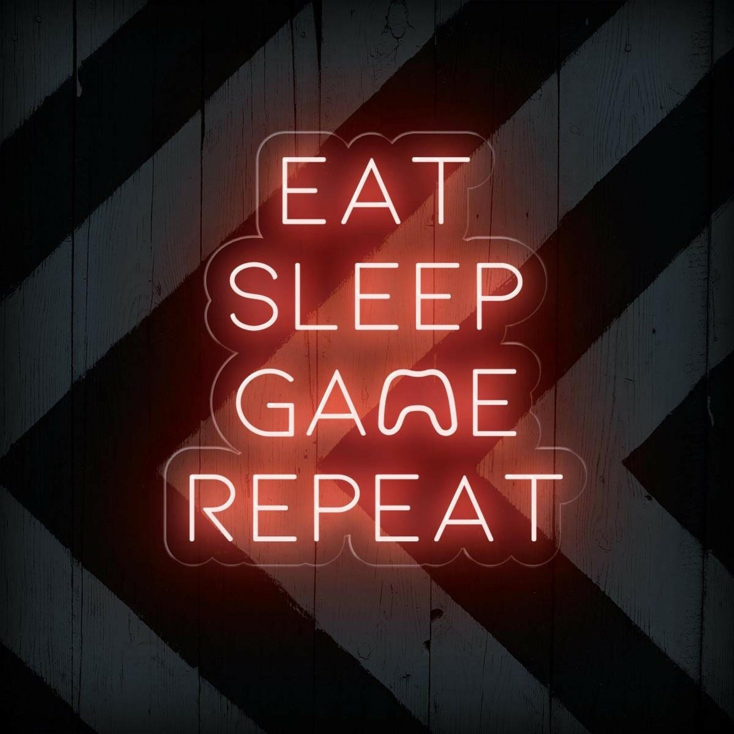 White Led Neon Sign Eat Sleep Game Repeat Gaming Room Decor | Shineneon