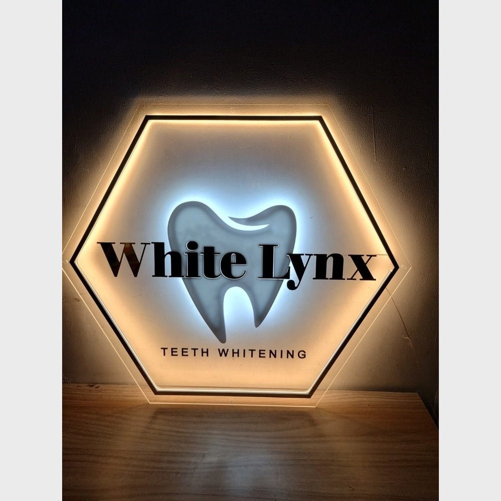 White Lynx Acrylic Business Logo Sign - Shineneon