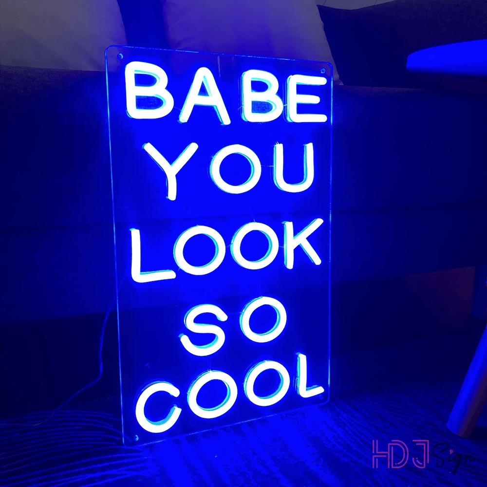 White Magenta Babe You Look So Cool Led Neon Sign For Floral Wall Decor | Shineneon
