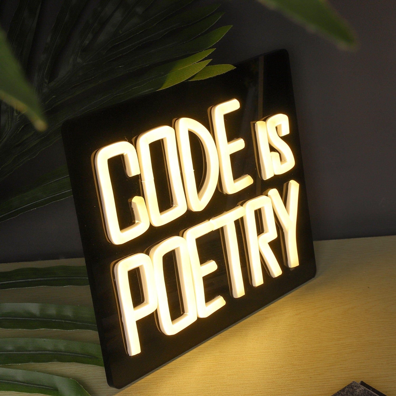 White Modern Code Is Poetry Led Neon Sign For Developer Studio Decor | Shineneon