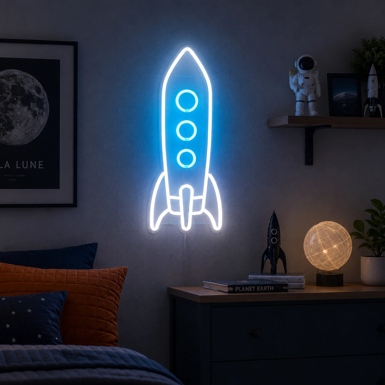 White Rocket Neon Sign LED Neon Sign real lifestyle scene
