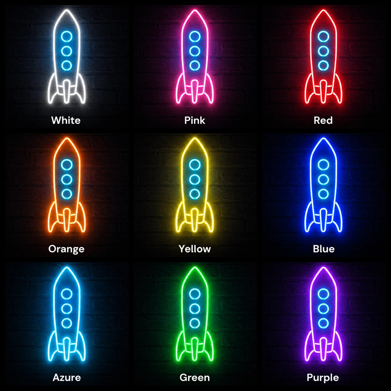 White Rocket Neon Sign LED Neon Sign color grid
