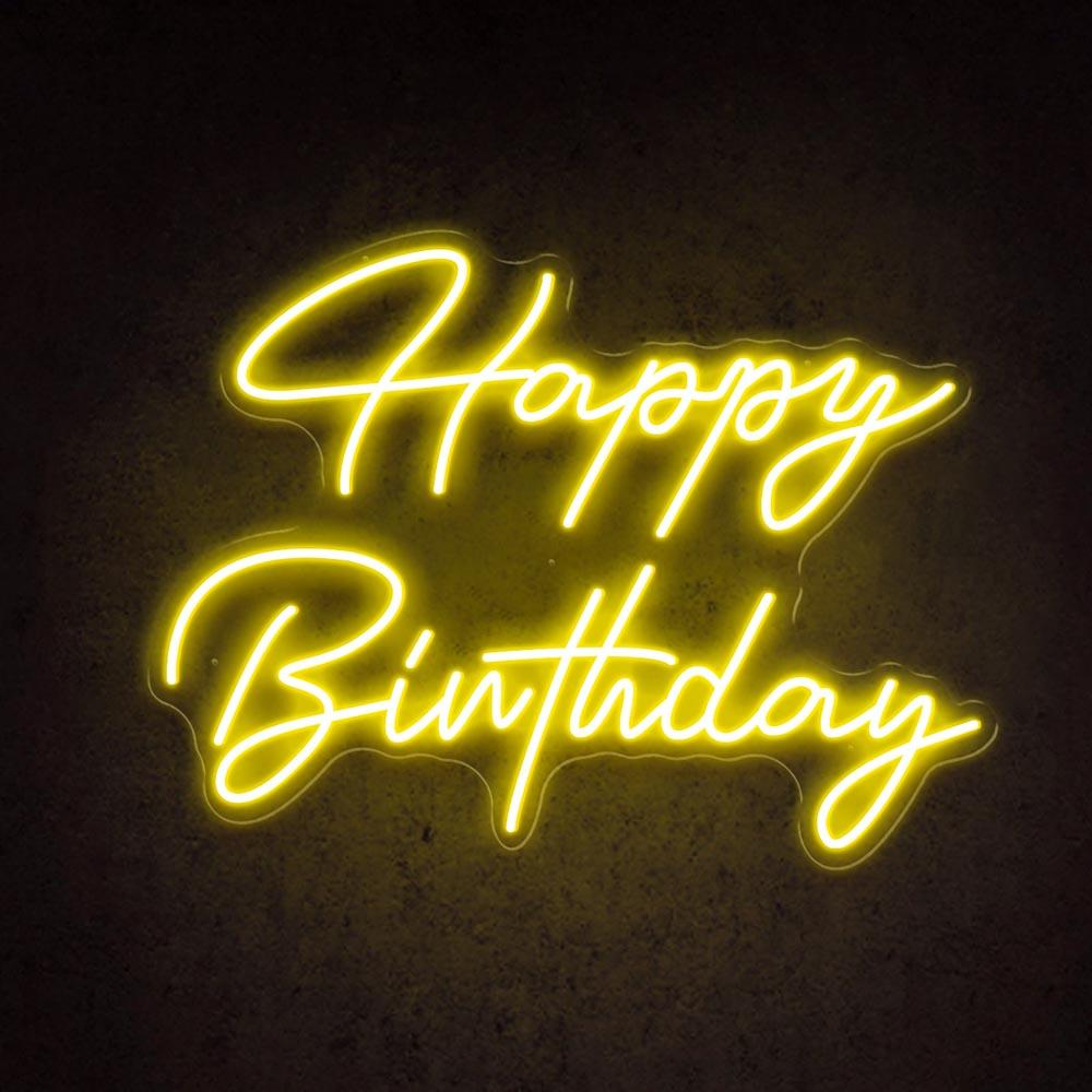 White Script Happy Birthday Led Neon Sign Indoor Party Decor | Shineneon