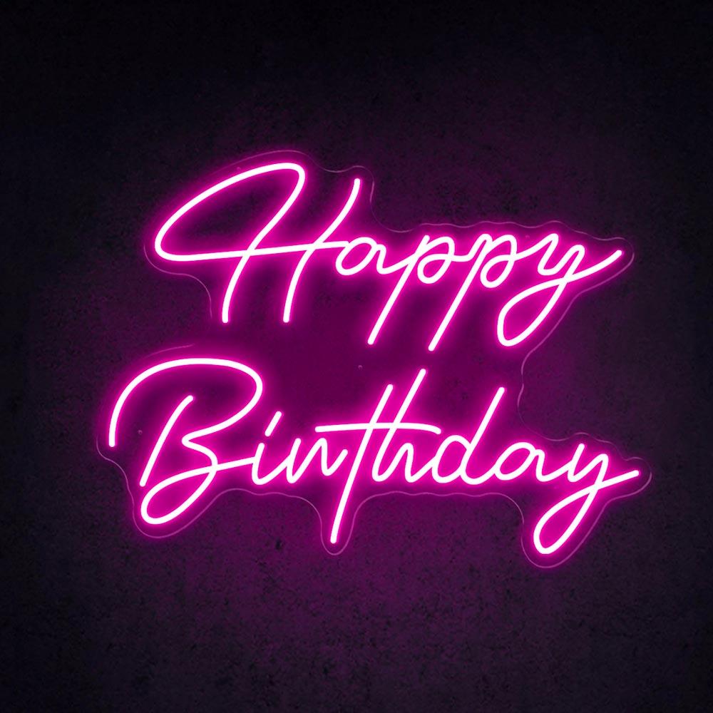 White Script Happy Birthday Led Neon Sign Indoor Party Decor | Shineneon