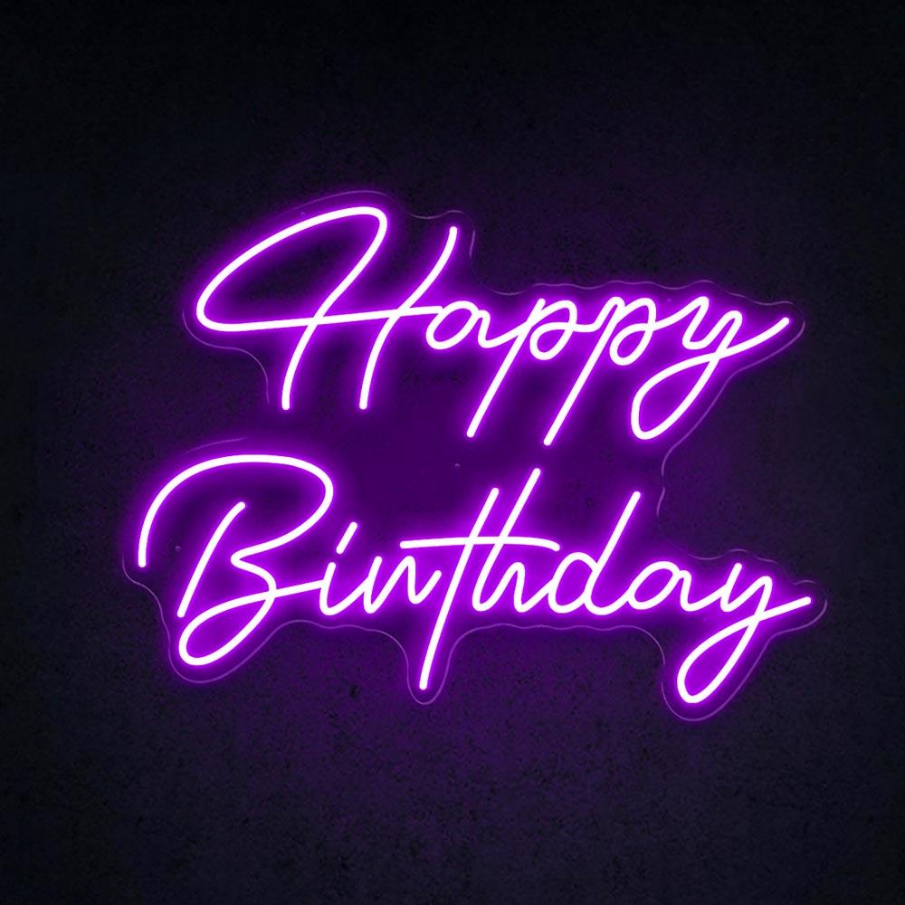 White Script Happy Birthday Led Neon Sign Indoor Party Decor | Shineneon