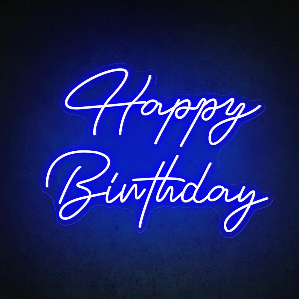 White Script Happy Birthday Led Neon Sign Indoor Party Decor | Shineneon