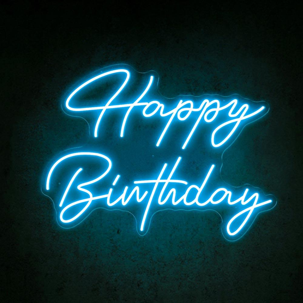 White Script Happy Birthday Led Neon Sign Indoor Party Decor | Shineneon