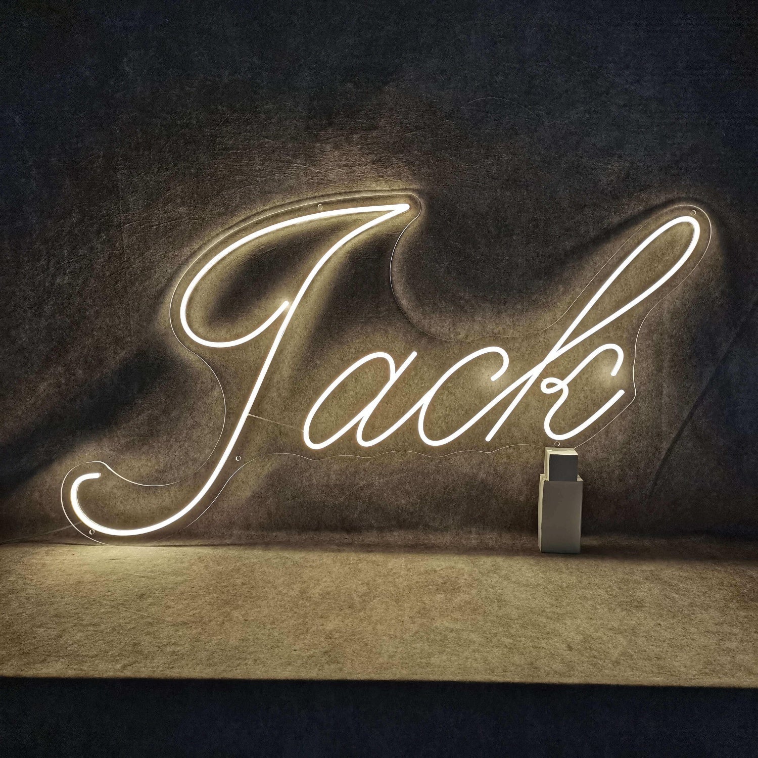White Script Jack Led Neon Sign Personalized Wall Art For Home Shop Decor - Shineneon