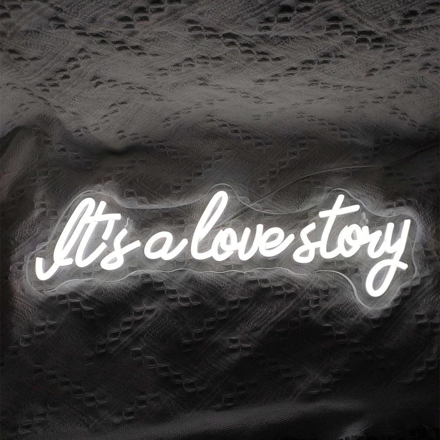 White Script Led Neon Sign For Outdoor Wedding Romance Its A Love Story | Shineneon