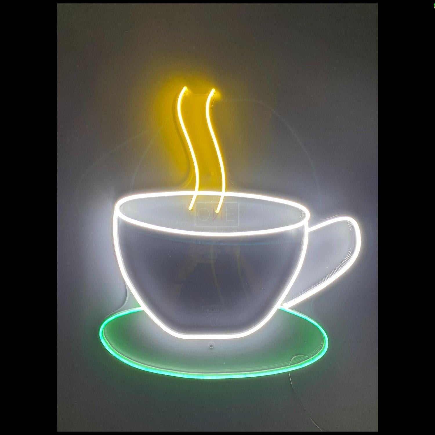White-Yellow-Green Cup Coffee Led Neon Sign For Cafe Home Decor | Shineneon