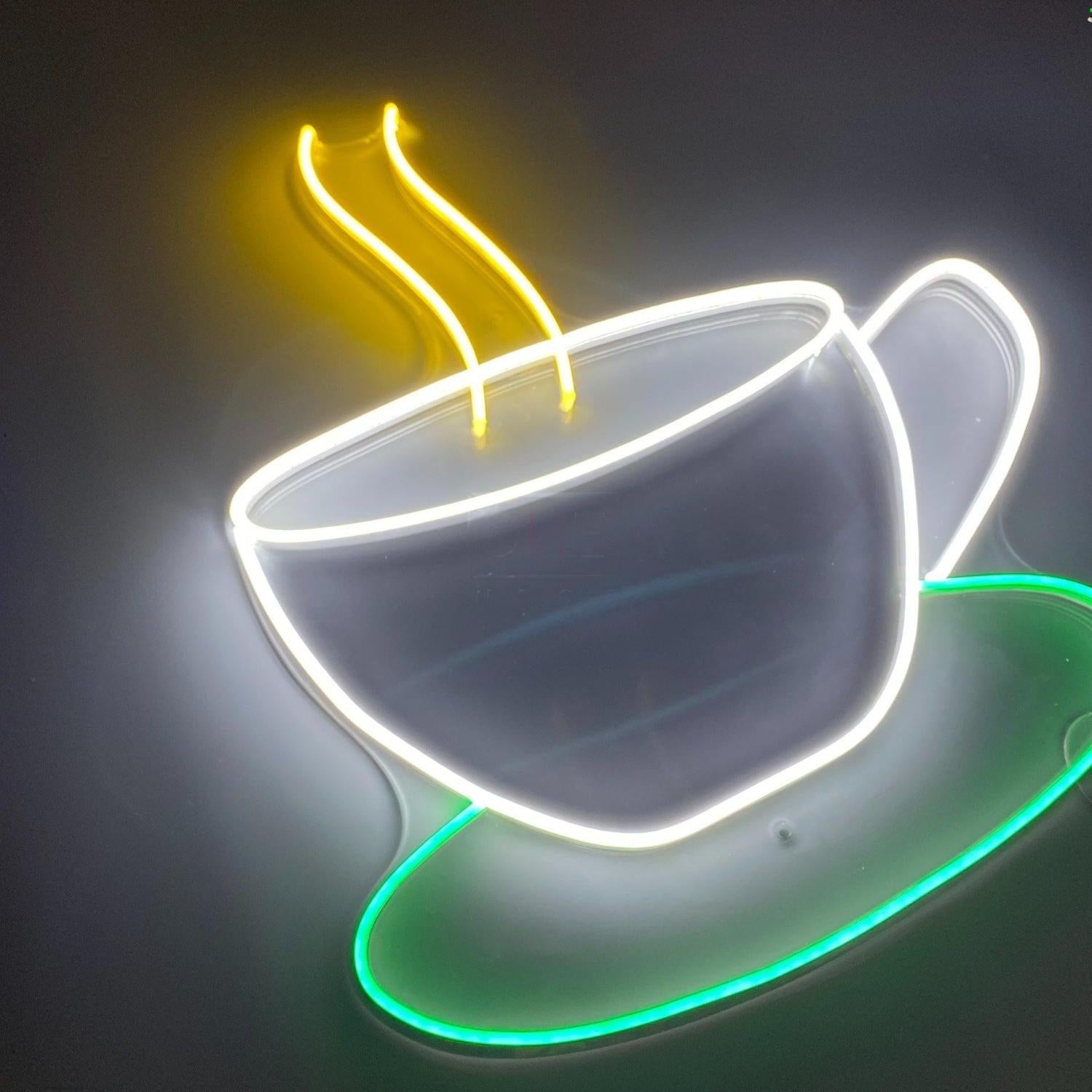 White-Yellow-Green Cup Coffee Led Neon Sign For Cafe Home Decor | Shineneon