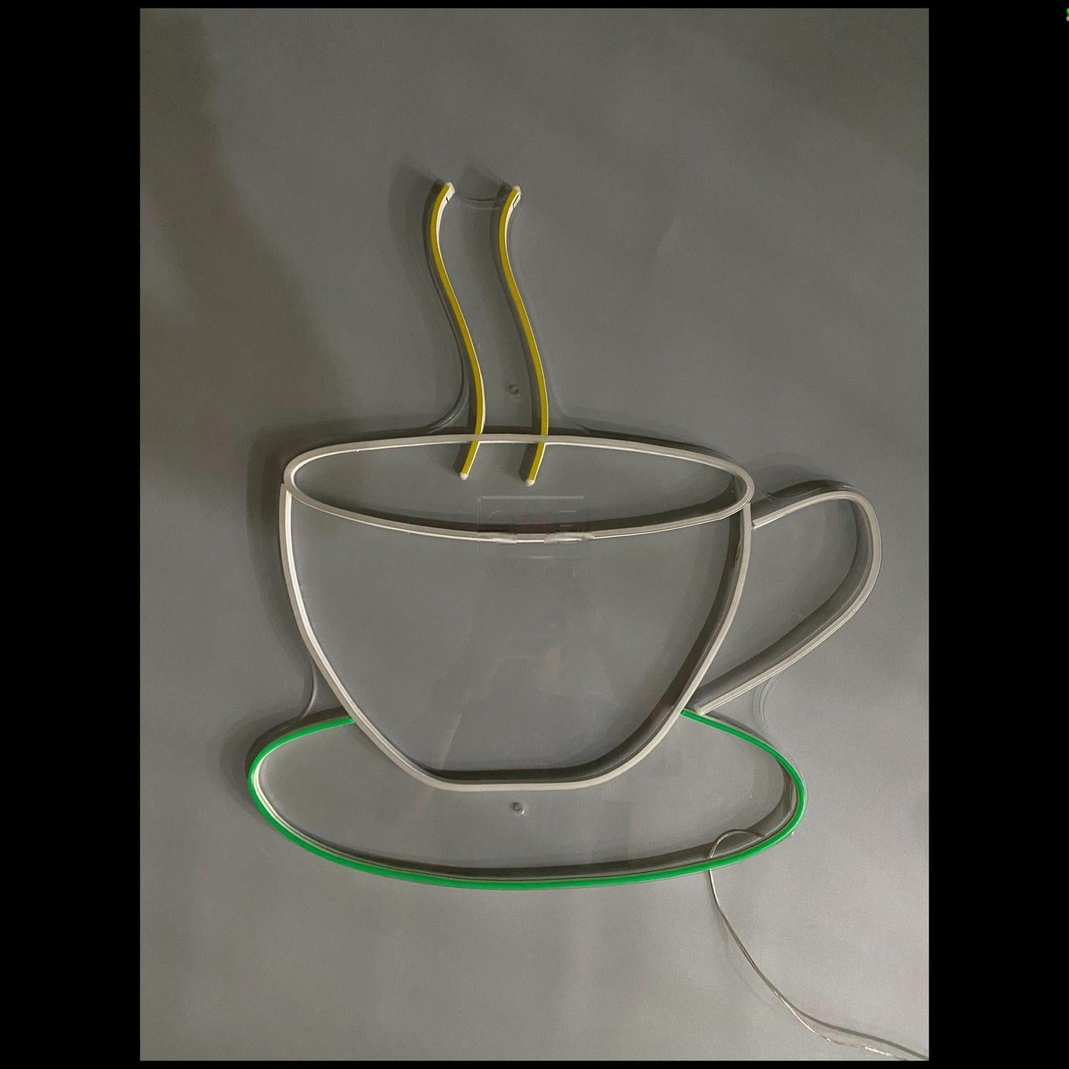 White-Yellow-Green Cup Coffee Led Neon Sign For Cafe Home Decor | Shineneon