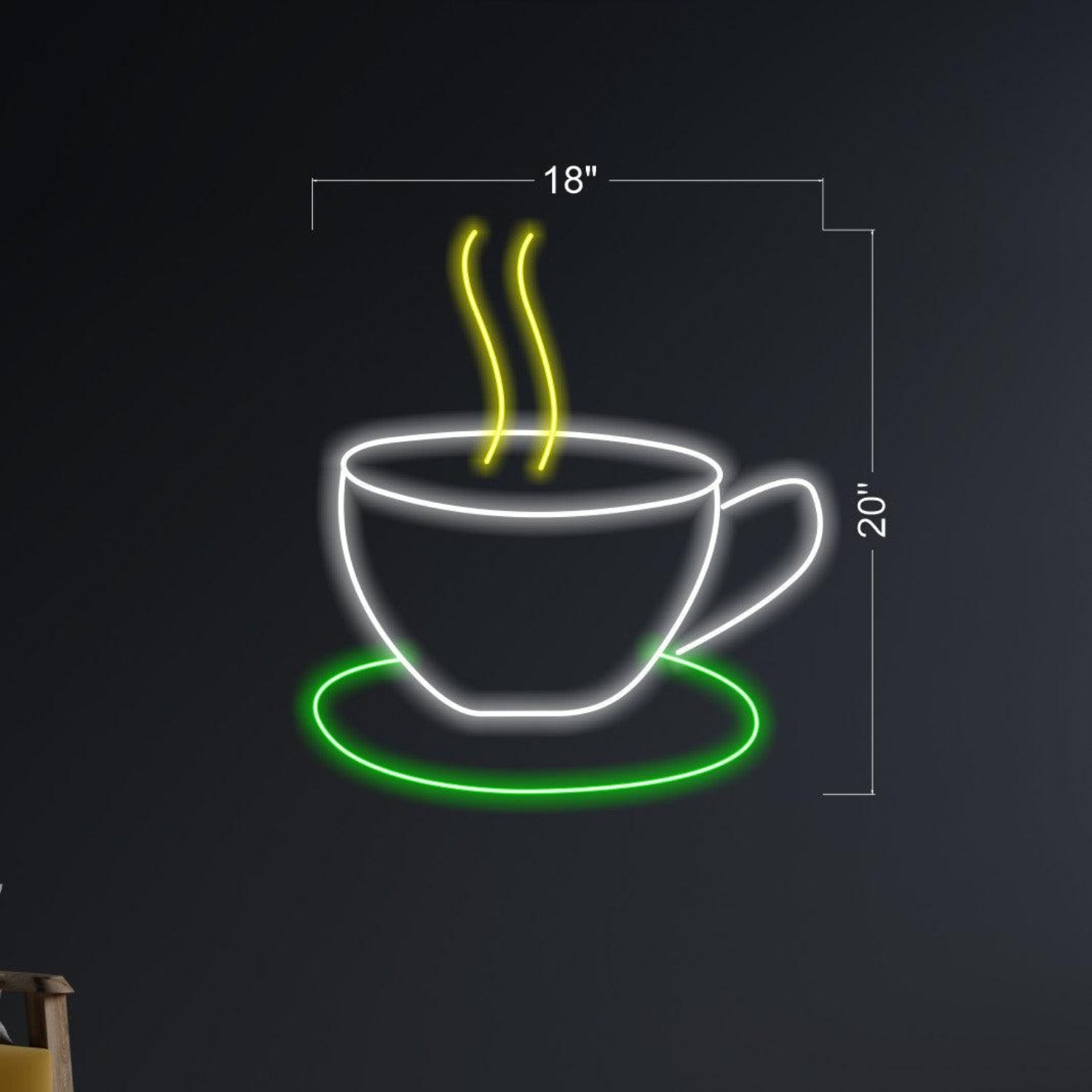 White-Yellow-Green Cup Coffee Led Neon Sign For Cafe Home Decor | Shineneon
