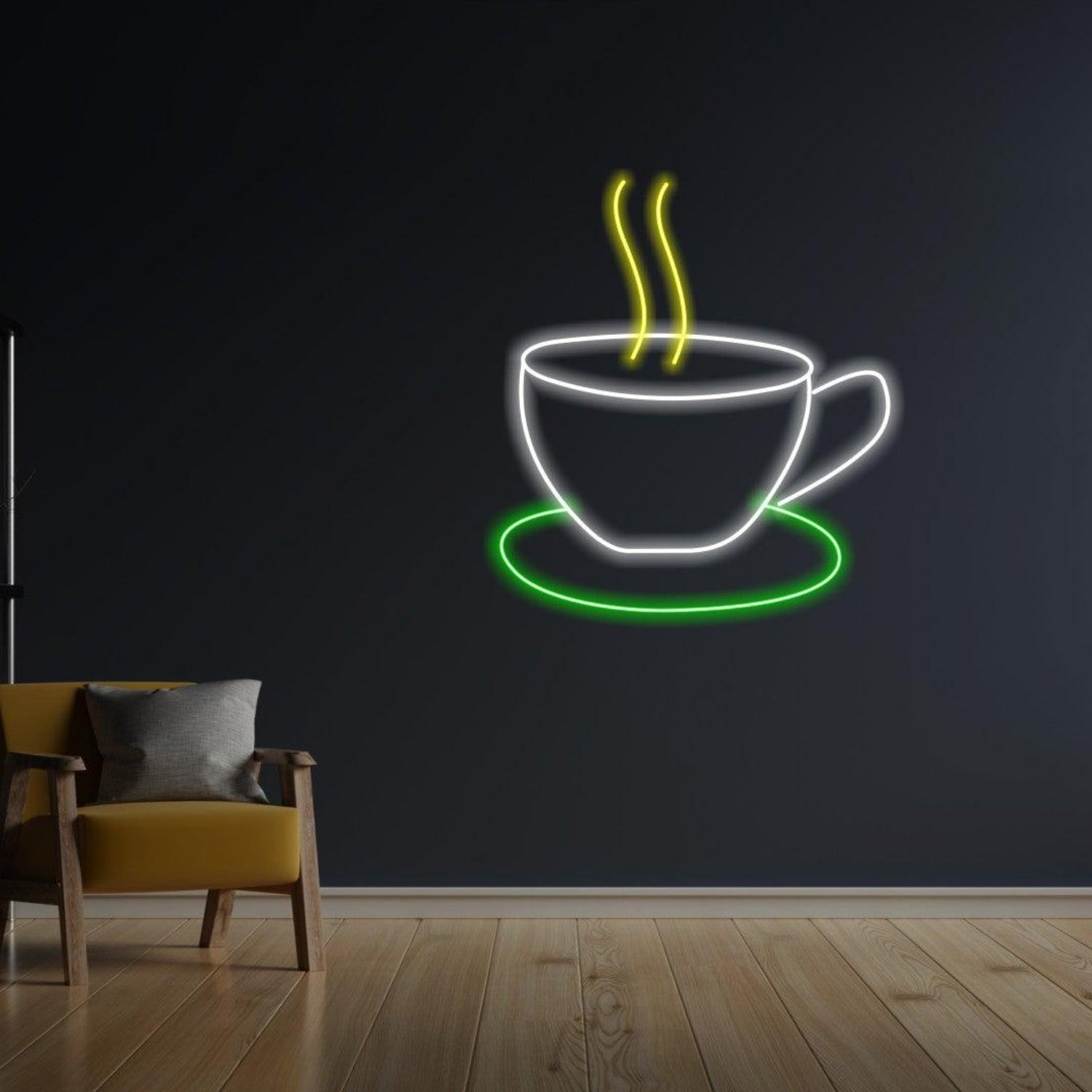 White-Yellow-Green Cup Coffee Led Neon Sign For Cafe Home Decor | Shineneon