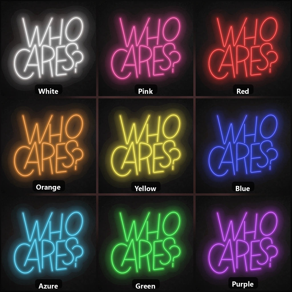 Who Cares LED Neon Sign color grid