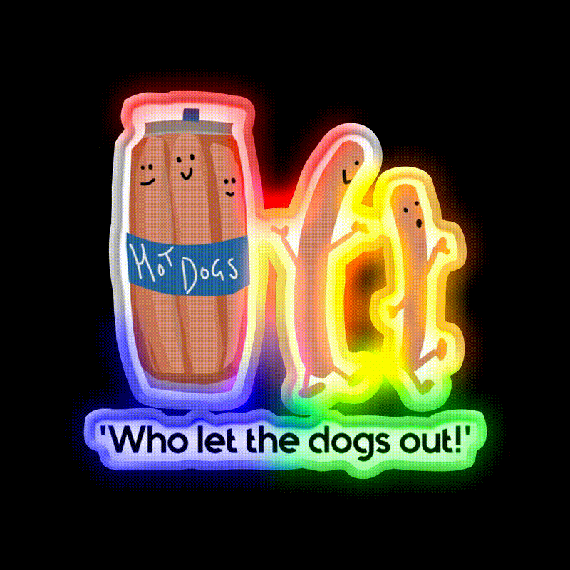 Who Let The Dogs Out Hot Dog Fast Food Led Neon Sign For Burger Place Rgb Color - LED neon sign close-up detail
