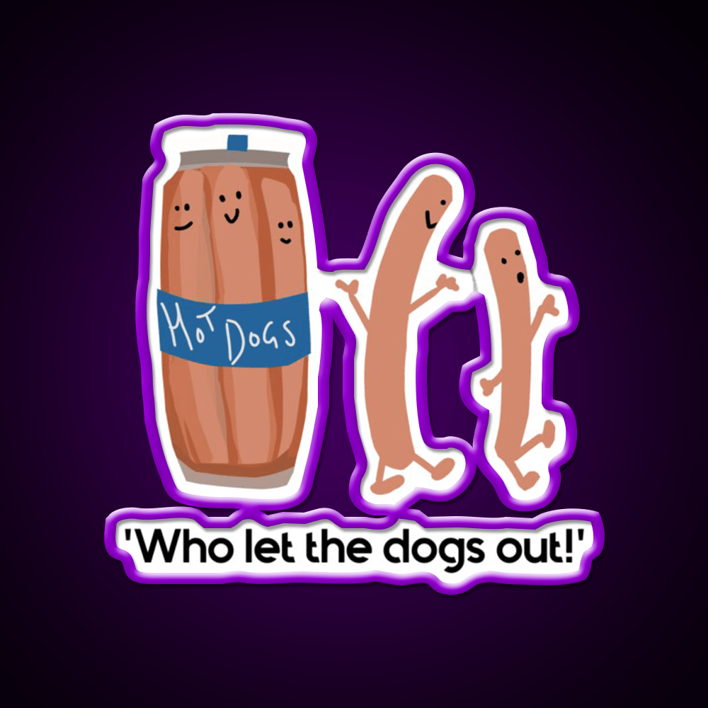 Who Let The Dogs Out Hot Dog Fast Food Led Neon Sign For Burger Place Rgb Color - Shineneon
