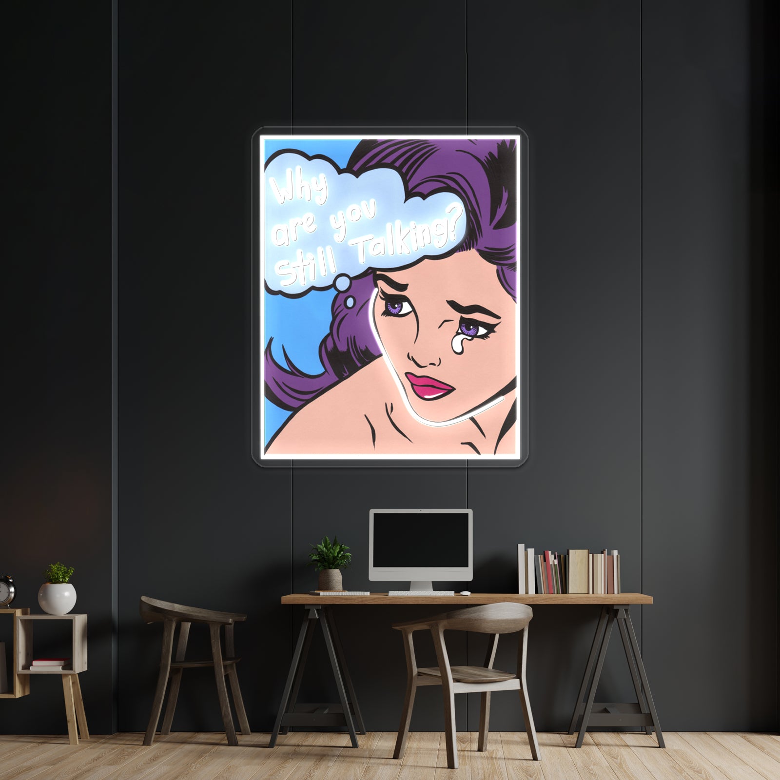 Why Are You Still Talking Comic Girl Artwork Neon Signs Custom | Shineneon