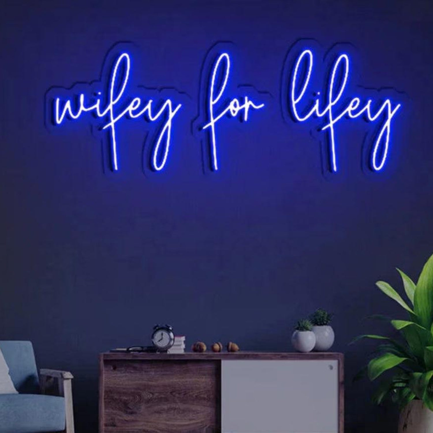 Wifey For Lifey Led Neon Sign Blue Romantic Home Decor | Shineneon