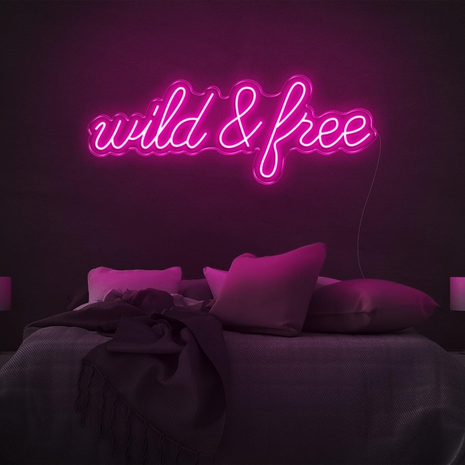 Wild And Free Bright Yellow Led Neon Sign For Bedroom Wall Decor | Shineneon